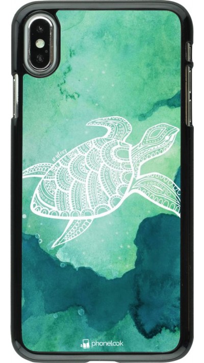 Coque iPhone Xs Max - Turtle Aztec Watercolor