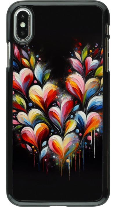 Coque iPhone Xs Max - Valentine 2024 Coeur Noir Abstrait