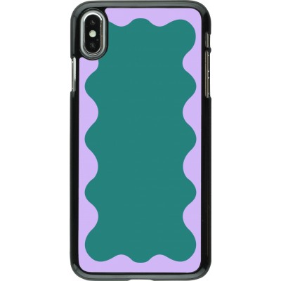 Coque iPhone Xs Max - Wavy Rectangle Green Purple