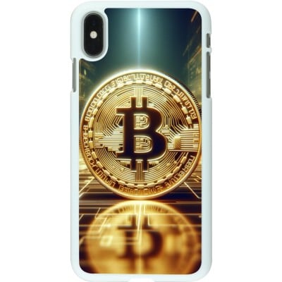 Coque iPhone Xs Max - Plastique blanc Bitcoin Standing