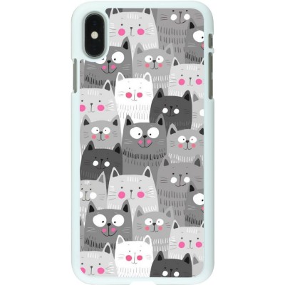 Coque iPhone Xs Max - Plastique blanc Chats gris troupeau