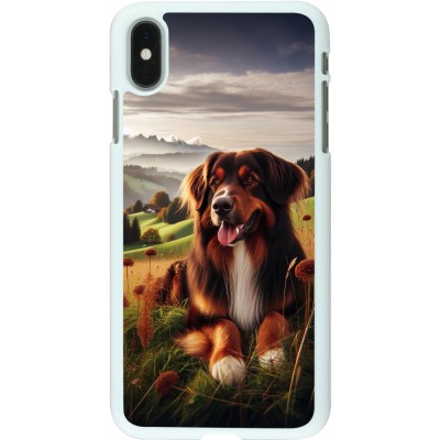 Coque iPhone Xs Max - Plastique blanc Chien Campagne Suisse