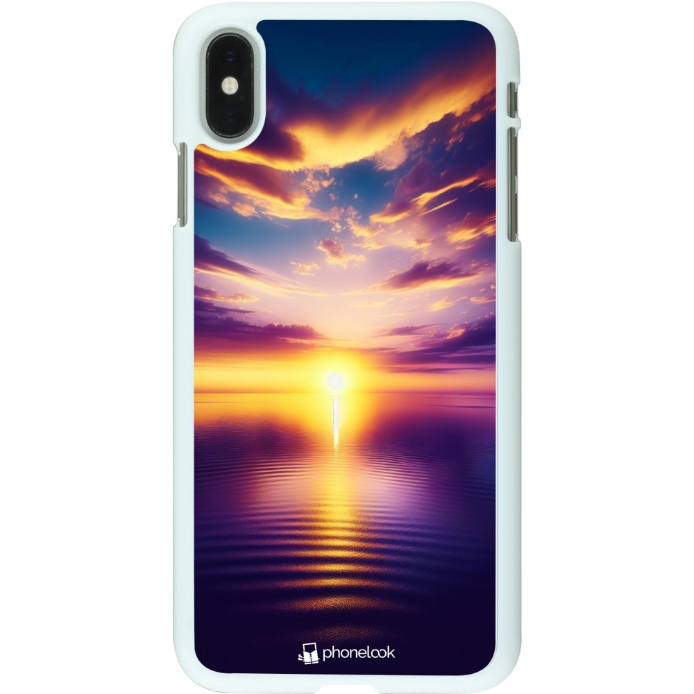 Coque iPhone Xs Max - Plastique blanc Coucher soleil jaune violet