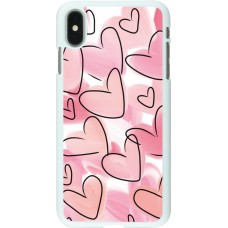 Coque iPhone Xs Max - Plastique blanc Easter 2023 pink hearts