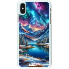 Coque iPhone Xs Max - Plastique blanc Fantasy Mountain Lake Sky Stars