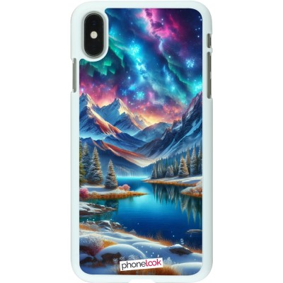 Coque iPhone Xs Max - Plastique blanc Fantasy Mountain Lake Sky Stars