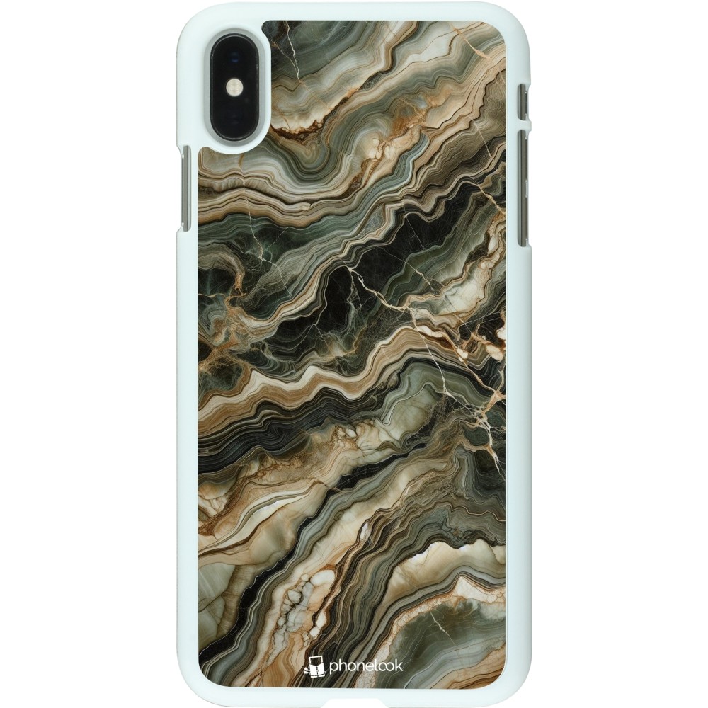 Coque iPhone Xs Max - Plastique blanc Marbre Olive