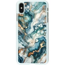 Coque iPhone Xs Max - Plastique blanc Marbre Vert Bleu Doré