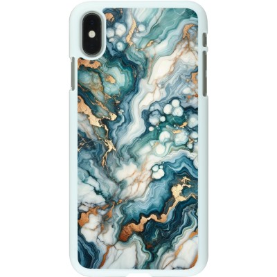 Coque iPhone Xs Max - Plastique blanc Marbre Vert Bleu Doré