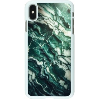 Coque iPhone Xs Max - Plastique blanc Marbre vert majestueux