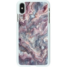 Coque iPhone Xs Max - Plastique blanc Marbre violette argentée