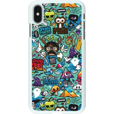 Coque iPhone Xs Max - Plastique blanc Mixed Cartoons Turquoise