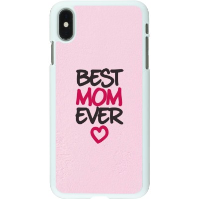 Coque iPhone Xs Max - Plastique blanc Mom 2023 best Mom ever pink