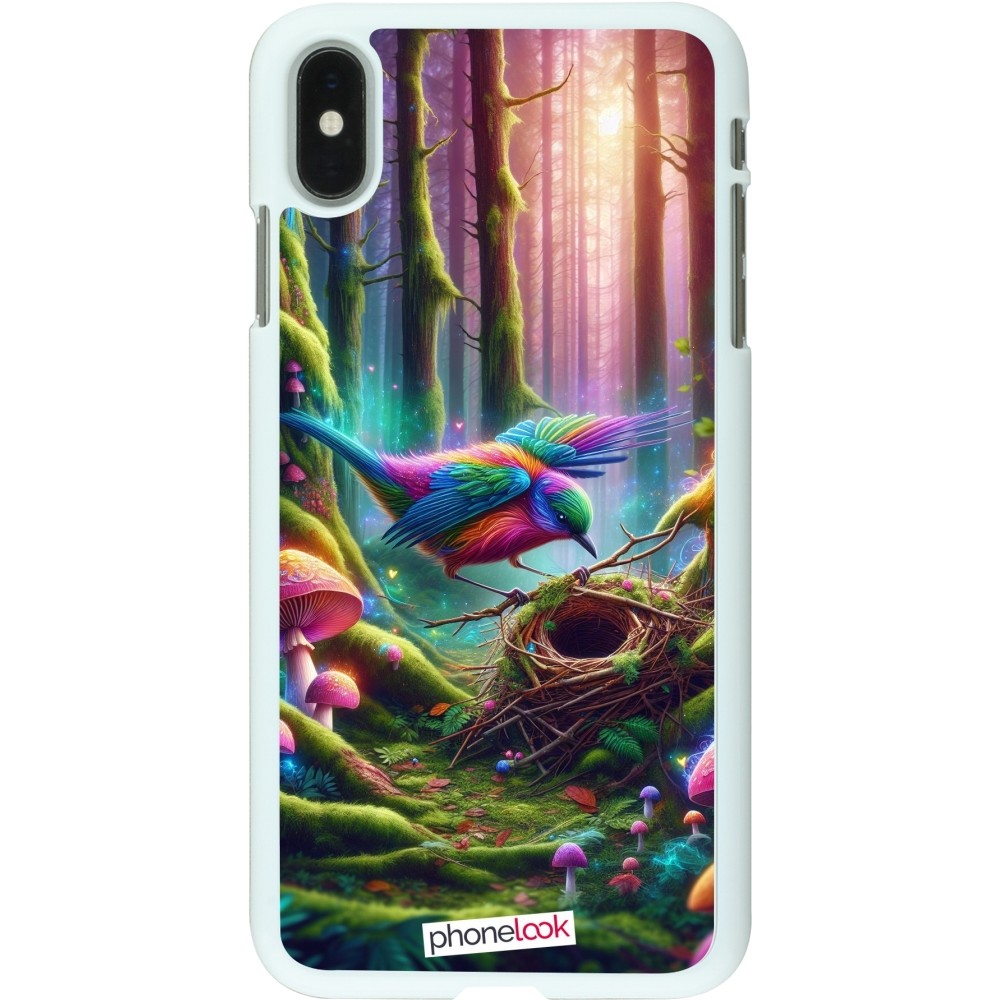 Coque iPhone Xs Max - Plastique blanc Oiseau Nid Forêt