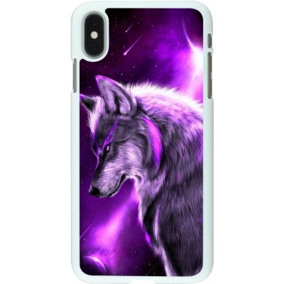 Coque iPhone Xs Max - Plastique blanc Purple Sky Wolf