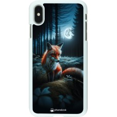 Coque iPhone Xs Max - Plastique blanc Renard lune forêt