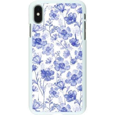 Coque iPhone Xs Max - Plastique blanc Spring 23 watercolor blue flowers