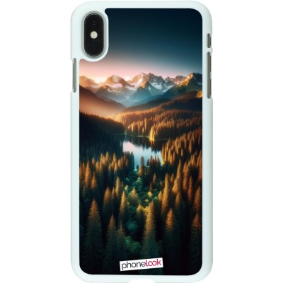 Coque iPhone Xs Max - Plastique blanc Sunset Forest Lake