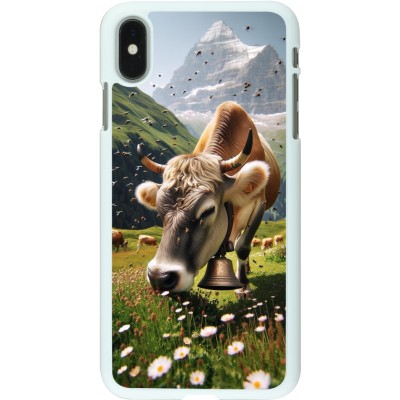 Coque iPhone Xs Max - Plastique blanc Vache montagne Valais