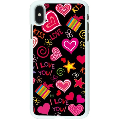 Coque iPhone Xs Max - Plastique blanc Valentine 2023 love symbols