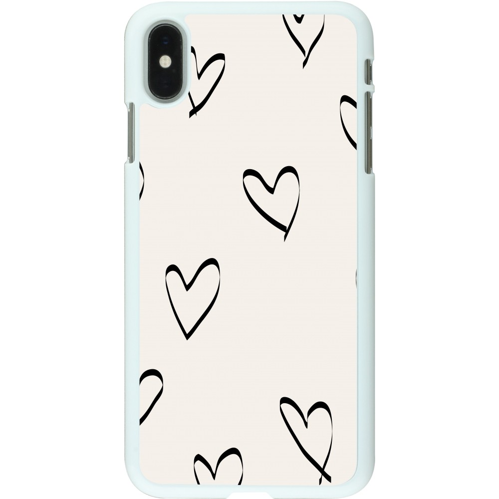 Coque iPhone Xs Max - Plastique blanc Valentine 2023 minimalist hearts