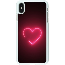 Coque iPhone Xs Max - Plastique blanc Valentine 2023 single neon heart