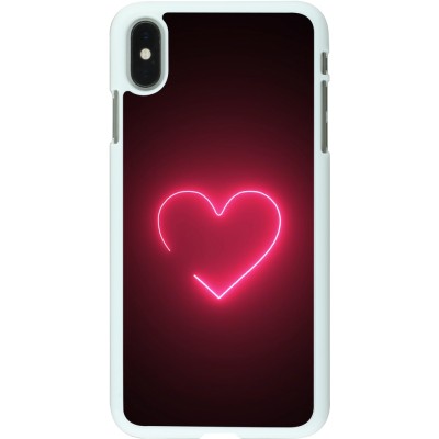 Coque iPhone Xs Max - Plastique blanc Valentine 2023 single neon heart