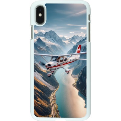 Coque iPhone Xs Max - Plastique blanc Vol Alpin Suisse