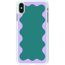 Coque iPhone Xs Max - Plastique blanc Wavy Rectangle Green Purple