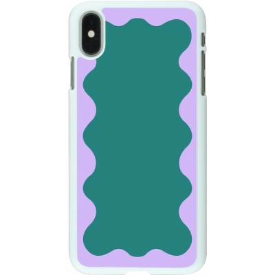 Coque iPhone Xs Max - Plastique blanc Wavy Rectangle Green Purple