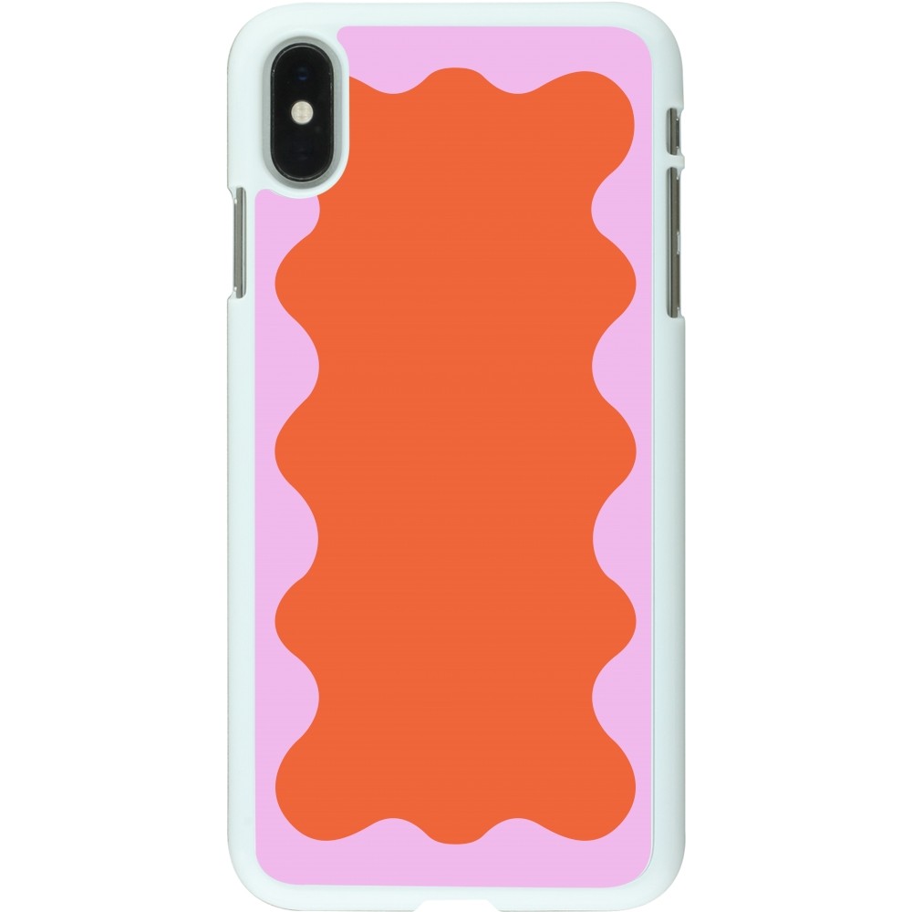 Coque iPhone Xs Max - Plastique blanc Wavy Rectangle Orange Pink