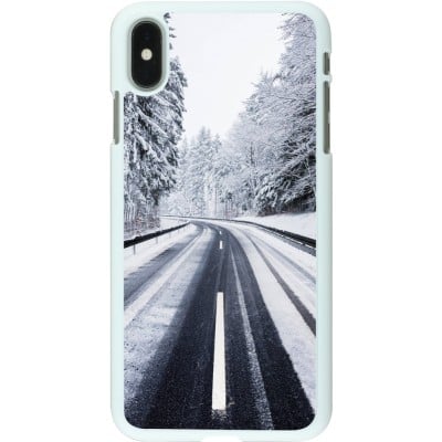 Coque iPhone Xs Max - Plastique blanc Winter 22 Snowy Road