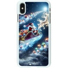 Coque iPhone Xs Max - Plastique blanc Noël 2023 Père Noël enchanté