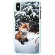 Coque iPhone Xs Max - Plastique blanc Noël 2023 Renardeau sapin