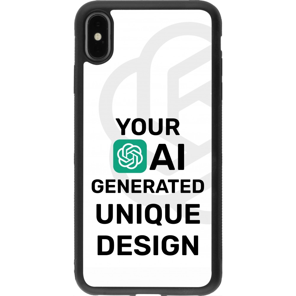 Coque iPhone Xs Max - Silicone rigide noir 100% unique générée par intelligence artificielle (AI) avec vos idées