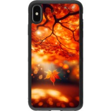 Coque iPhone Xs Max - Silicone rigide noir Automne Magique Orange