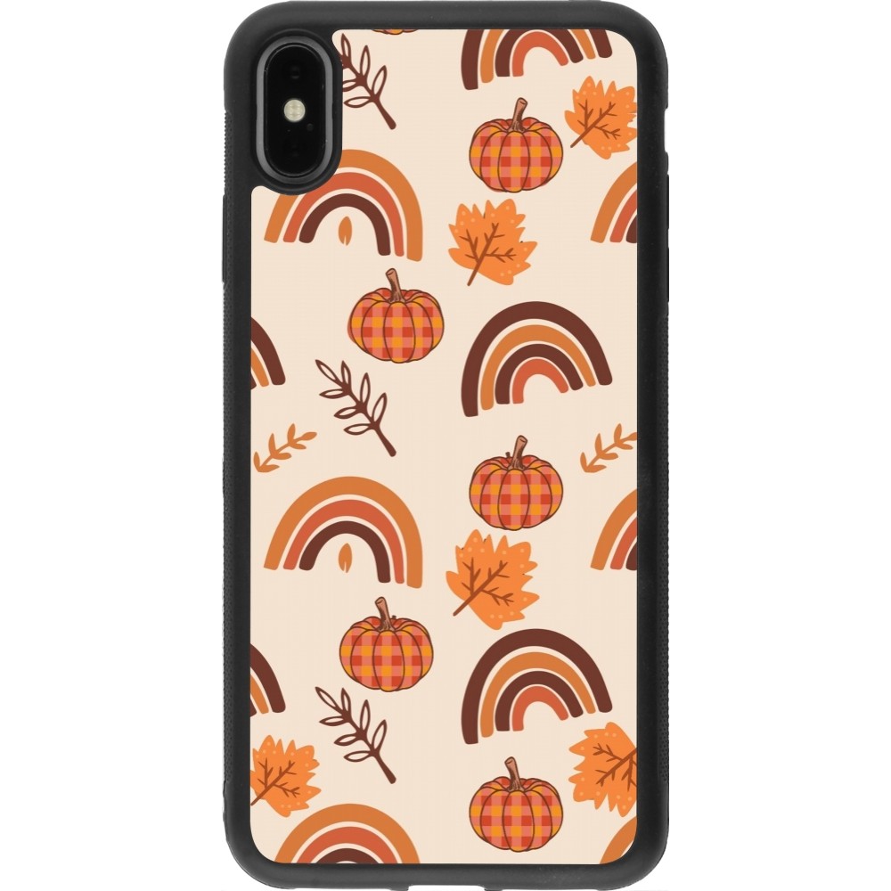 Coque iPhone Xs Max - Silicone rigide noir Autumn 2024 rainbow