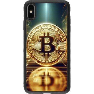 Coque iPhone Xs Max - Silicone rigide noir Bitcoin Standing