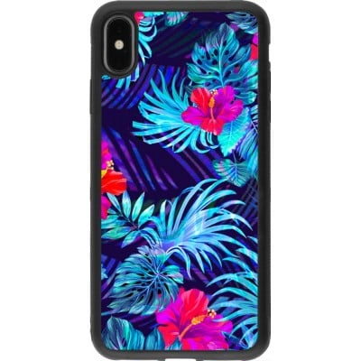 Coque iPhone Xs Max - Silicone rigide noir Blue Forest