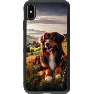 Coque iPhone Xs Max - Silicone rigide noir Chien Campagne Suisse