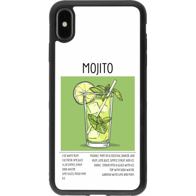 Coque iPhone Xs Max - Silicone rigide noir Cocktail recette Mojito