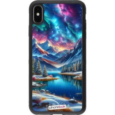 Coque iPhone Xs Max - Silicone rigide noir Fantasy Mountain Lake Sky Stars