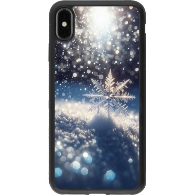 Coque iPhone Xs Max - Silicone rigide noir Flocon Solaire Éclat