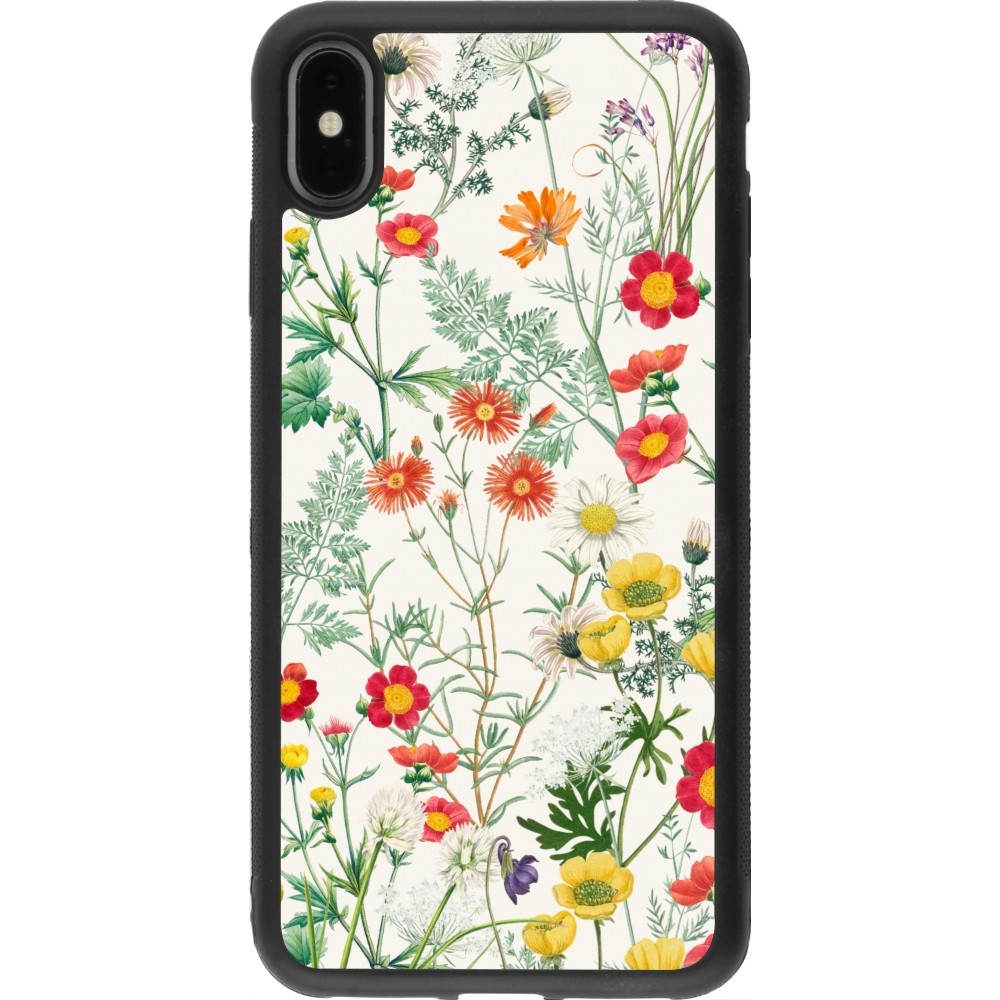 Coque iPhone Xs Max - Silicone rigide noir Flora Botanical Wildlife