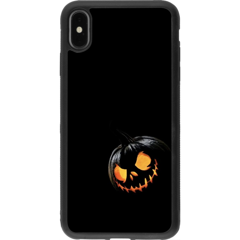 Coque iPhone Xs Max - Silicone rigide noir Halloween 2023 discreet pumpkin