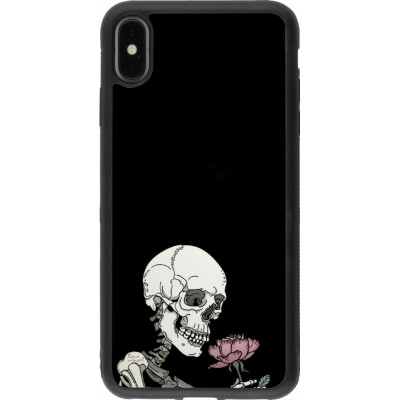 Coque iPhone Xs Max - Silicone rigide noir Halloween 2023 rose and skeleton