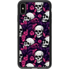 Coque iPhone Xs Max - Silicone rigide noir Halloween 2024 romantic skulls