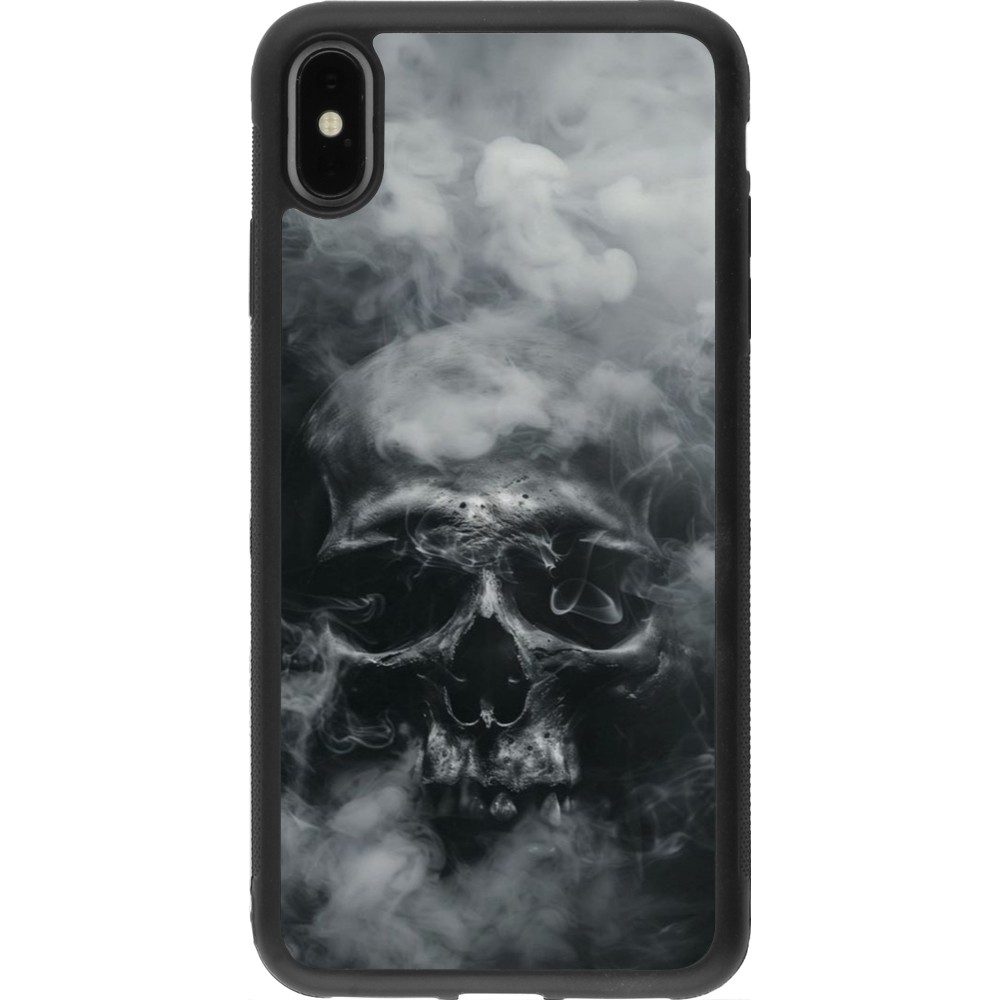 Coque iPhone Xs Max - Silicone rigide noir Halloween 2024 smoky skull