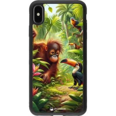 Coque iPhone Xs Max - Silicone rigide noir Jungle Tropicale Tayrona