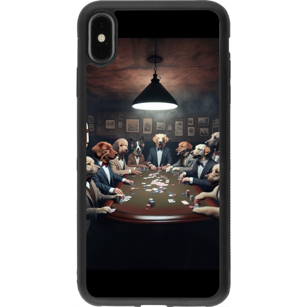 Coque iPhone Xs Max - Silicone rigide noir Les pokerdogs